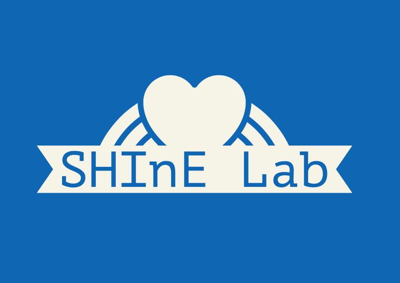 SHINE Lab Logo. SHINE Lab is in black letters with stars. In the background are rainbow colors.